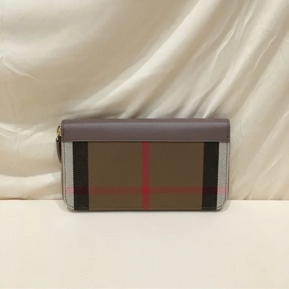 NWOT Burberry Brown Purple Long Leather Wallet - Picture 2 of 10